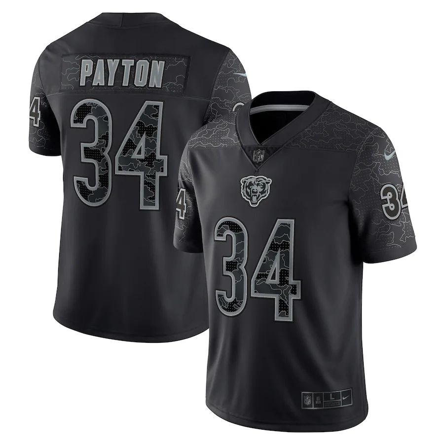 Men Chicago Bears 34 Walter Payton Nike Black Retired Player RFLCTV Limited NFL Jersey